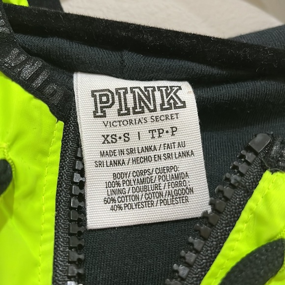 Victoria’s Secret Pink Hooded Half Zip Neon Windbreaker Jacket Size XS - Picture 5 of 7